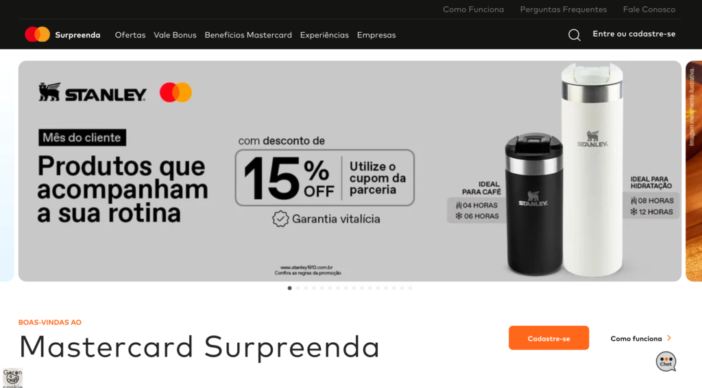 Página inicial Mastercard Surpreenda