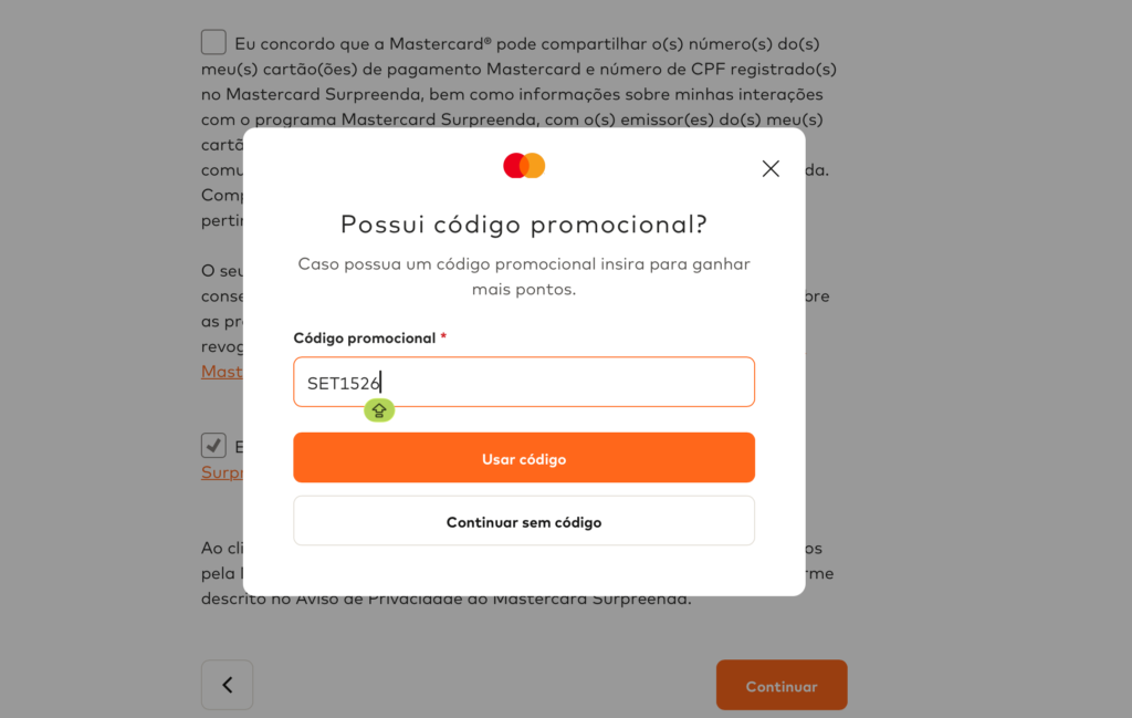 Código promocional Mastercard Surpreenda